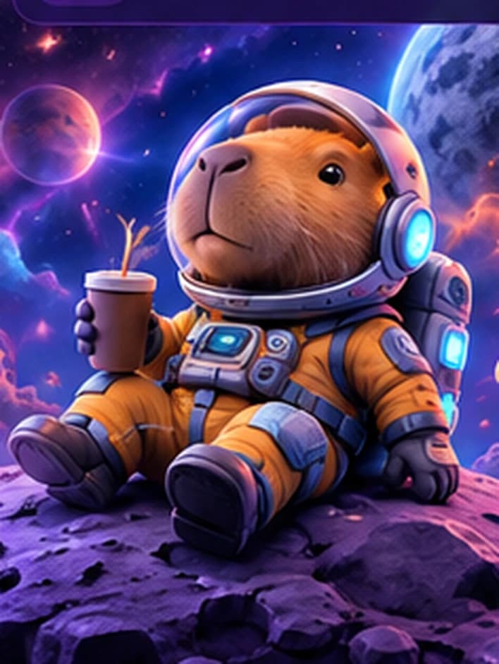 Captain Capy relaxing on an alien planet